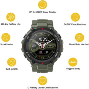 Amazfit T REX pametni sat Army Green vojna zelena boja smart satovi 3 min