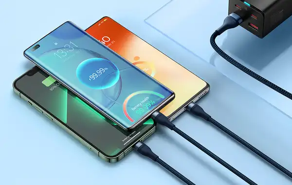 Baseus Flash Series II 3u1 kabl za brzo punjenje plavi, USB-C + Lightning + Micro USB konektore i brzim punjenjem 66W - 1.2m 