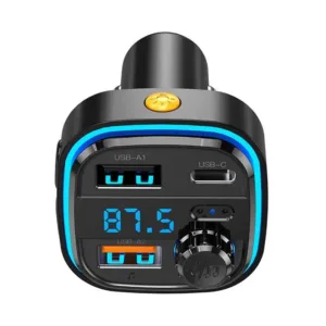 XO BCC08 auto punjač i FM transmiter USB x2, USB-C, MP3, Bluetooth 5.0 (crni)