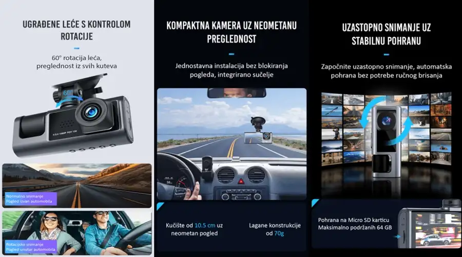 XO XJ03 video snimac i auto kamera prednja i zadnja 04