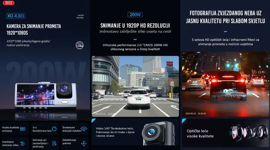 XO XJ03 video snimač i auto kamera prednja i zadnja