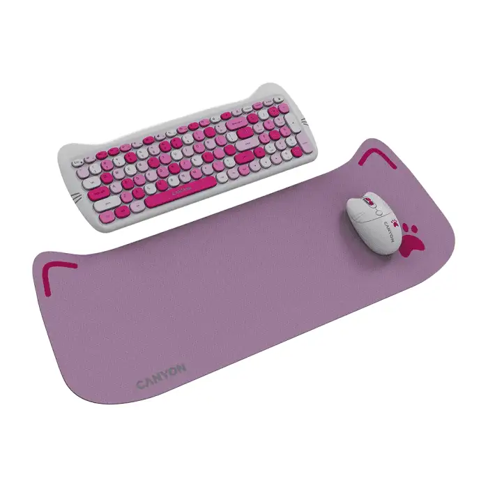 Canyon HSET-W6 Kitty bežični set miš tastatura podloga Pink 023 Canyon HSET-W6 Kitty bežični set miš tastatura podloga Pink 00