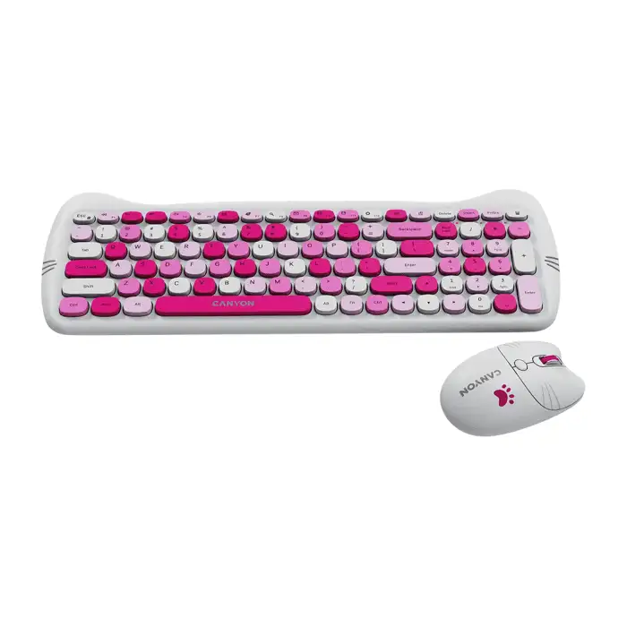 Canyon HSET-W6 Kitty bežični set miš tastatura podloga Pink 05 Canyon HSET-W6 Kitty bežični set miš tastatura podloga Pink 00
